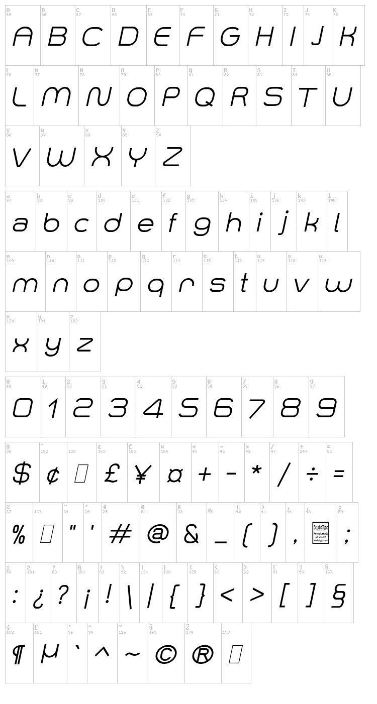 Smush font map